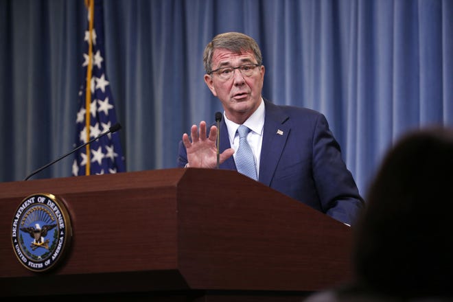 Defense Secretary Ash Carter speaks during a news conference at the Pentagon, Thursday, June 30, 2016, where he announced new rules allowing transgender individuals to serve openly in the U.S. military. (AP Photo/Alex Brandon)