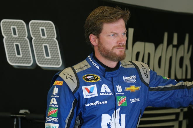 Defending Coke Zero 400 champion Dale Earnhardt Jr. waits out a rain delay Thursday at the Speedway. NASCAR's most popular driver is looking to jumpstart a disappointing 2016 season in Saturday night's race. News-Journal/NIGEL COOK