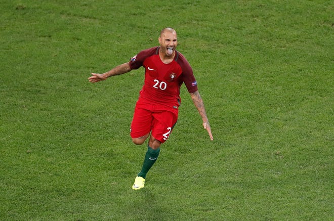 Portugal's Ricardo Quaresma celebrates after scoring the decisive penalty during the Euro 2016 quarterfinal soccer match between Poland and Portugal, at the Velodrome stadium in Marseille, France, Thursday, June 30, 2016. Portugal won 5-3 in a penalty shootout.