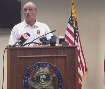 Chief Mike Chitwood announces the details of a roundup of drug suspects on Friday. He also unloaded on a circuit judge he said set bail too low for one of the suspects. News-Journal/Patricio G. Balona