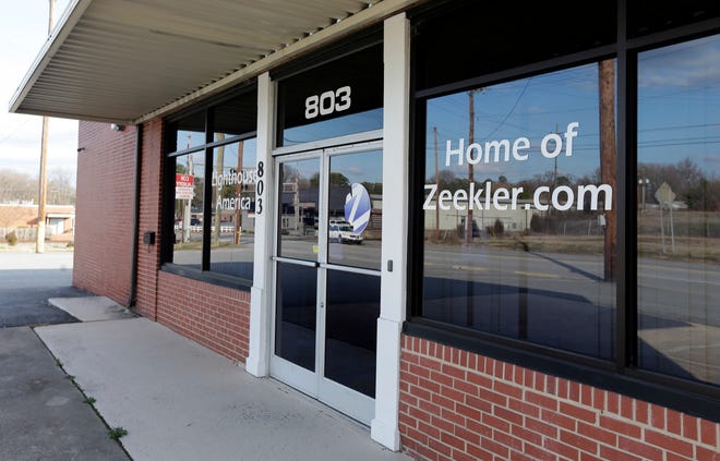 In this Feb. 28, 2013 photo, the closed office of Zeekler Corporation is shown in Lexington, N.C. Paul Burks, a small-time magician and veteran of the multi-level marketing business, is going on trial, Tuesday, July 5, 2016 on federal charges related to what government investigators called a $900 million scam that bilked 1 million people across the United States and abroad.