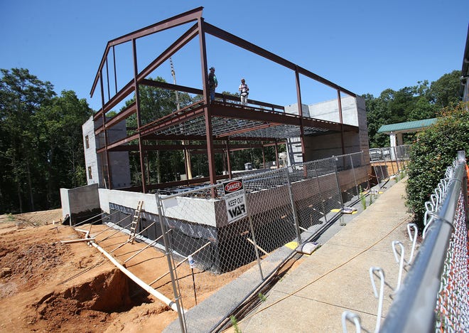 Construction is under way for Emmanuel Baptist Church's new children's facility on Rice Mine Road in Tuscaloosa on Thursday.