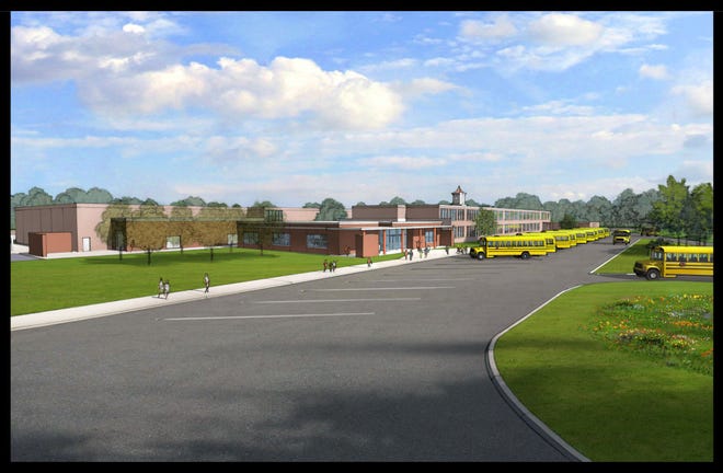 An artist's rendering of the planned renovations and expansion at Pennwood Middle School.