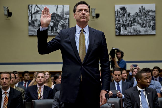 FBI Director James Comey is sworn in Thursday at the House Oversight and Government Reform Committee hearing in Washington, D.C. Bloomberg photo by Andrew Harrer