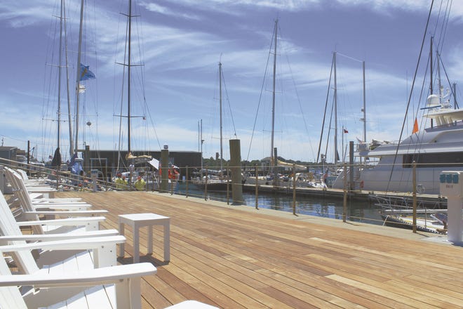 The new deck on Marina Point is part of the improvements being made in the area of the Newport Yachting Center.