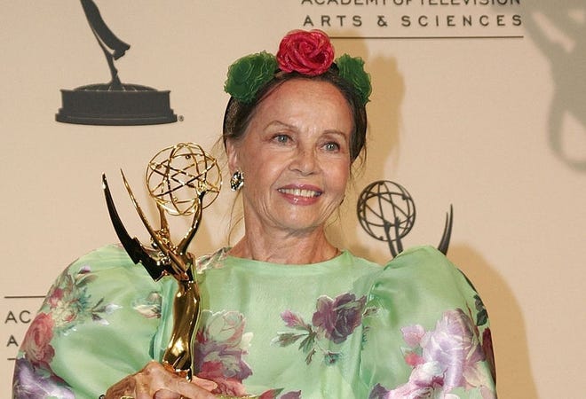 Leslie Caron with her Emmy for a guest role on "Law & Order: Special Victims Unit" at the 2007 ceremony.