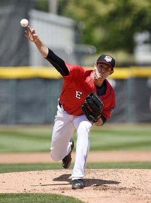 Erie SeaWolves pitcher Tommy Collier delivers against the Altoona Curve during the third inning of their game at Jerry Uht Park on July 10 in Erie. Altoona won 7-3. ANDY COLWELL/