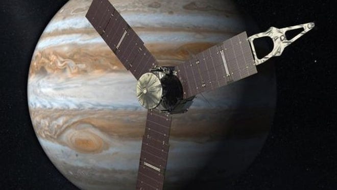 Juno Space probe orbiting Jupiter
