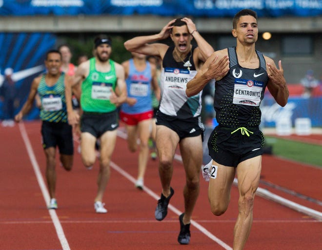 Matthew Centrowitz wins the 1,500-meter final in 3:34.09 at the 2016 U.S. Olympic Track and Field Trials at Hayward Field in Eugene, Ore., on Sunday, July 10, 2016. (Brian Davies/The Register-Guard)