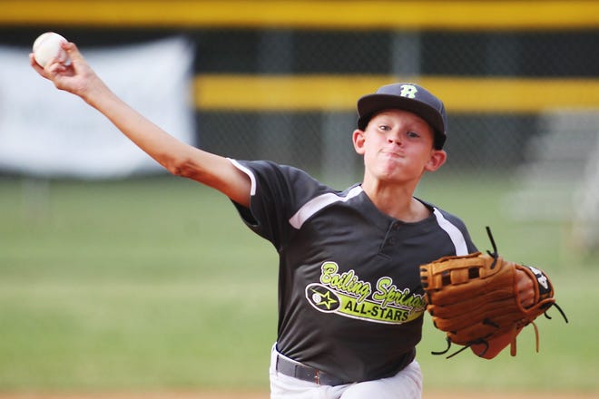 Boiling Springs All-Stars pitcher Tucker McSwain pitched Tuesday night against Cherryville. (Hannah Covington/ The Star)