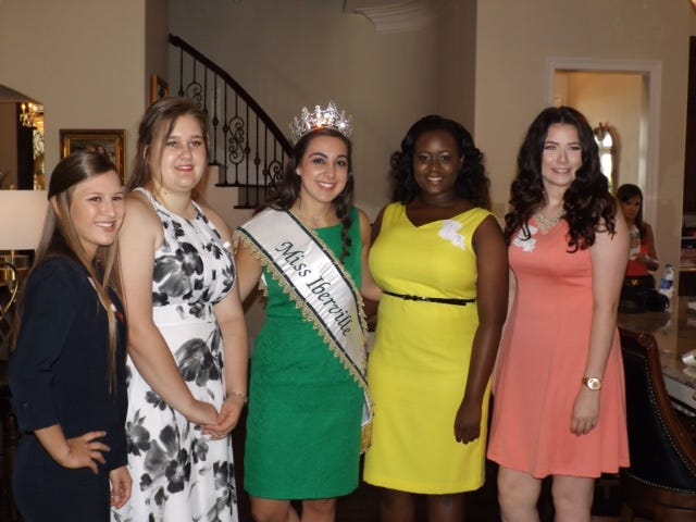 Contestants participating in this year's tea are shown with "Miss Iberville 2015" McKenzie LeBlanc, are Katlyn McGraw, Apryl Olinde, Genesis Bouvay and Madeline Kirby.
