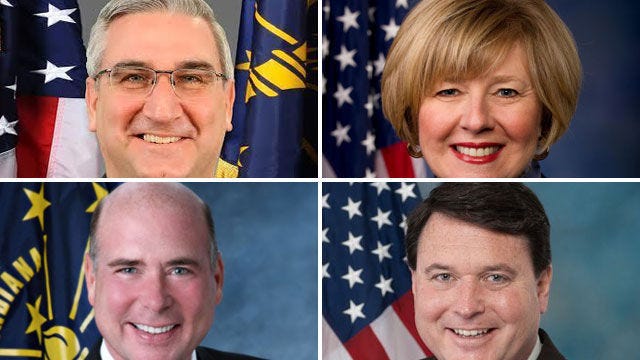 Clockwise, from the top left-hand corner, are Lt. Gov. Eric Holcomb, Susan Brooks, U.S. Rep. Todd Rokita and State Rep. Brian Bosma.