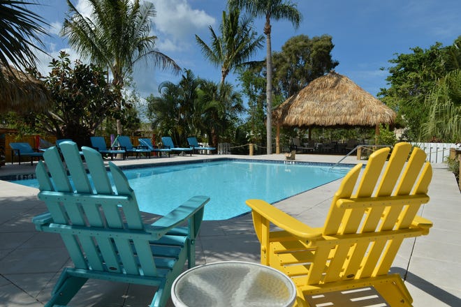 Developer Henry Rodriguez has taken a 21-room hotel and turned it into the Siesta Key Palms Hotel, a boutique style resort with a five-star attitude on Stickney Point Road. Rodriguez added a tiki hut to the pool deck and scattered hammocks and Adirondack chairs throughout the hotel property. STAFF PHOTO / MIKE LANG