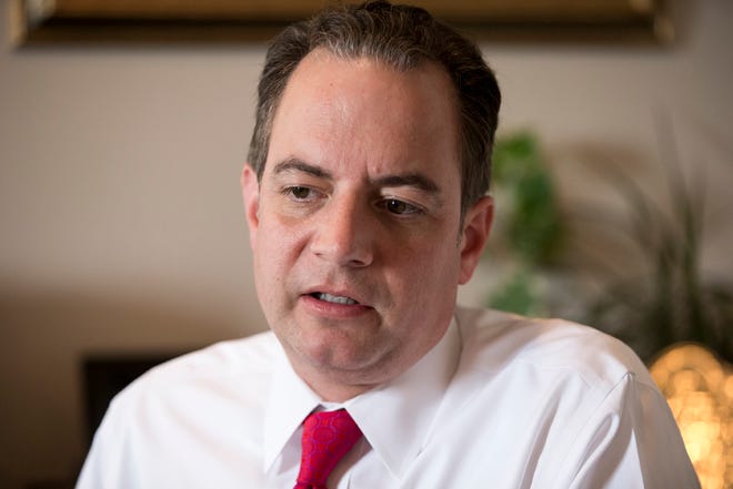 In this photo taken May 13, 2016, Republican National Committee (RNC) Chairman Reince Priebus answers questions from The Associated Press during an interview at RNC headquarters on Capitol Hill in Washington. The delegate rebellion against Donald Trump is dead. That's according to Priebus. He tells The Associated Press that a highly publicized push to dump Trump during next week's convention is a "nothing burger." (AP Photo/J. Scott Applewhite)
