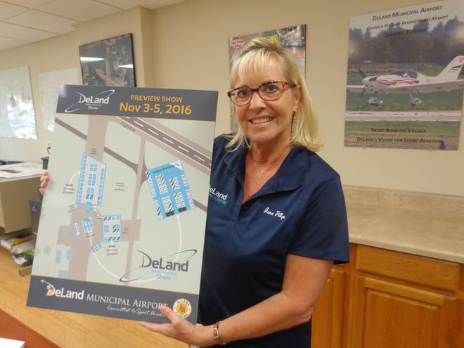 Jana Filip, sport aviation administrator for the City of DeLand, is involved in organizing an inaugural Sport Aviation Showcase event in November at DeLand Municipal Airport. NEWS-JOURNAL/AUSTIN FULLER