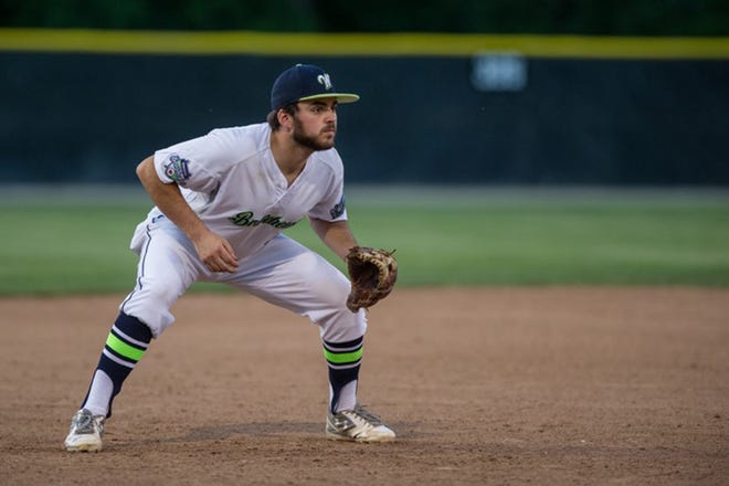 Southborough's John Friday has been stellar in the infield for the Worcester Bravehearts, and was named a Futures League All-Star. Daily News Photo/Jeff Porter