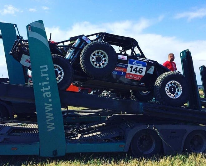 The Apple Valley built Jefferies Racing buggy withdrew from the Silkway Rally despite winning a stage. (Submitted Photo)