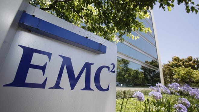 FILE - This Tuesday, July 7, 2009, file photo, shows the EMC offices in Santa Clara, Calif. Dell is buying data storage company EMC in a deal valued at approximately $67 billion, the companies announced, Monday, Oct. 12, 2015. Michael Dell will serve as chairman and CEO of the combined business. (AP Photo/Paul Sakuma, File)