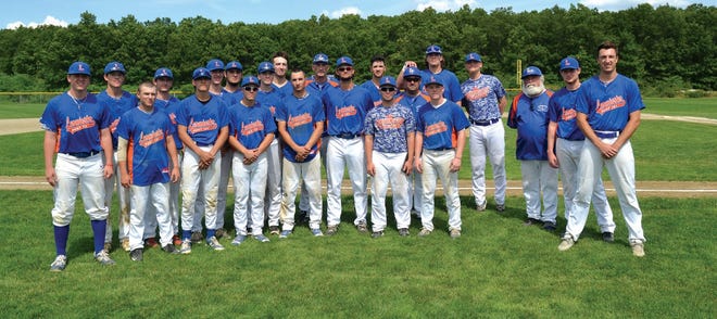 The American Legion Post 151 baseball team gathers after its game against Shrewsbury on Saturday, July 16.