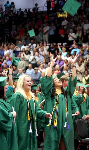 Crest graduates toss their caps after being announced the class of 2016 in June. (Star file photo)