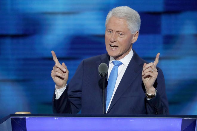 Former U.S. president Bill Clinton speaks Tuesday during the second day of the Democratic National Convention in Philadelphia.