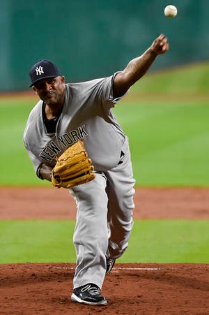 New York Yankees starting pitcher CC Sabathia delivers during the first inning of a baseball game against the Houston Astros, Tuesday, July 26, 2016, in Houston. (AP Photo/Eric Christian Smith)