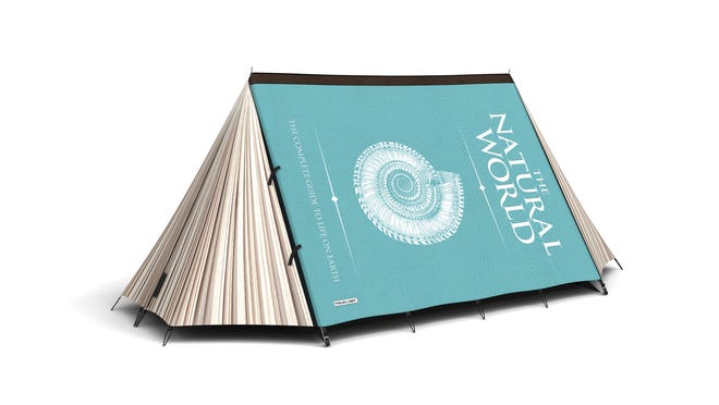 The U.K.-based company Field Candy is known for its interesting and unusual tent designs, such as this open book. (fieldcandy.com via AP)