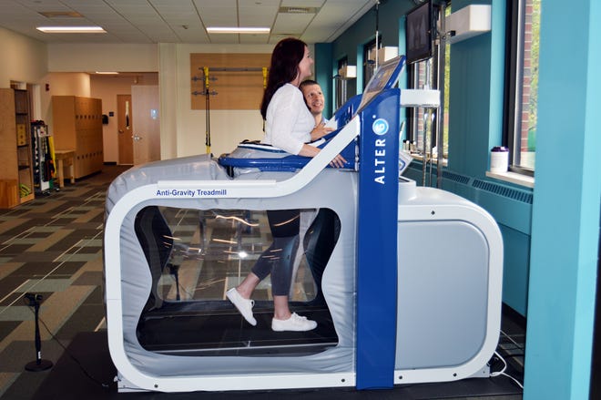 While the anti-gravity treadmill is often used by athletes for athletic training unrelated to injury, this new equipment will be used only for rehabilitation patients at this time. Courtesy photo