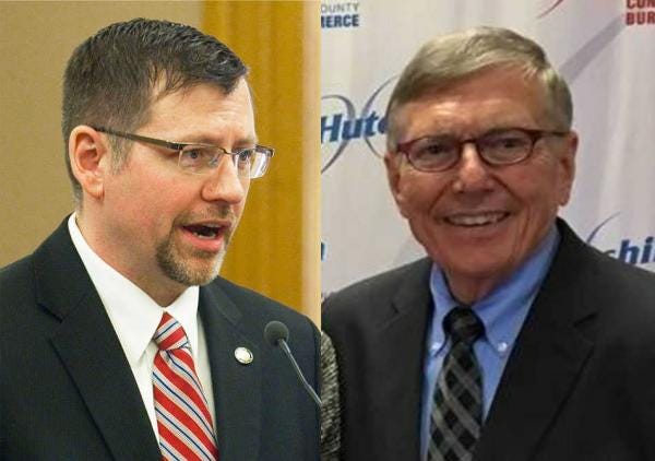 A retired college president has unseated Kansas Senate Majority Leader Terry Bruce in the Republican primary.