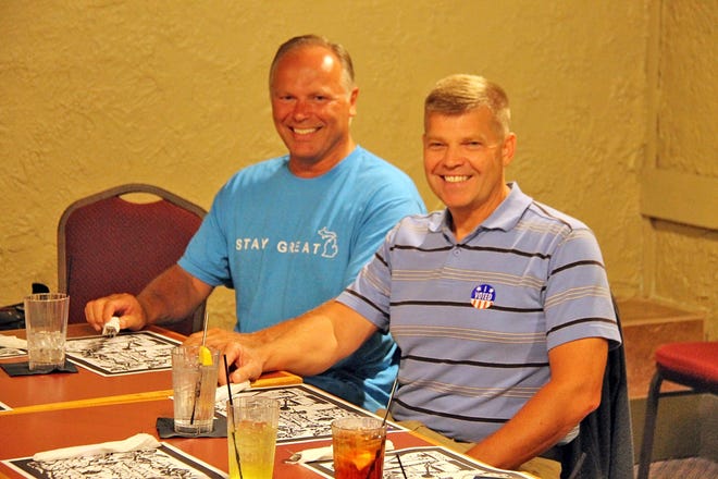 Carl Albright and Tim Parker celebrated with friends and family at Johnny T's Bistro in Hillsdale. COREY MURRAY PHOTO