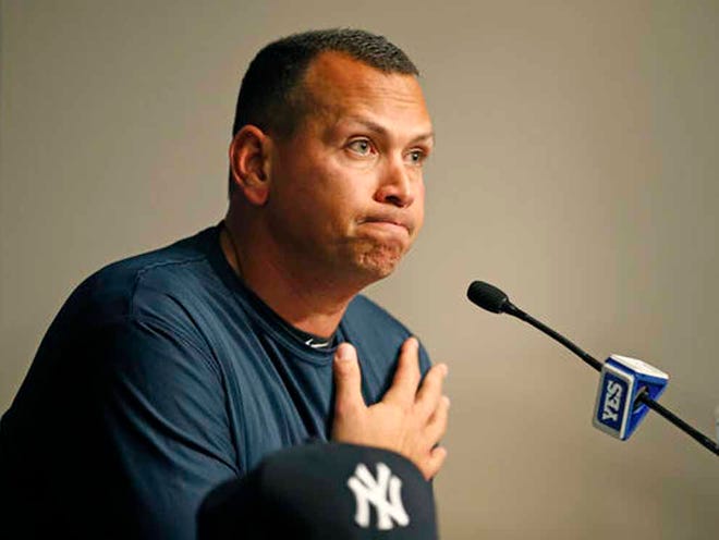 New York Yankees designated hitter Alex Rodriguez announces that Friday, Aug. 12, 2016, will be his last game as a player during a news conference at Yankee Stadium in New York, Sunday, Aug. 7, 2016. Rodriguez will continue on in a role as a special advisor to the team and an instructor through Dec. 31, 2017.