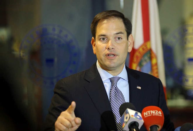 U.S. Senator Marco Rubio, R-Fla., speaks during a news conference about the Zika virus, Wednesday, Aug. 3, 2016 in Doral, Fla.The CDC has advised pregnant women to avoid travel to the Miami neighborhood of Wynwood where mosquitoes are apparently transmitting Zika directly to humans. (AP Photo/Lynne Sladky)