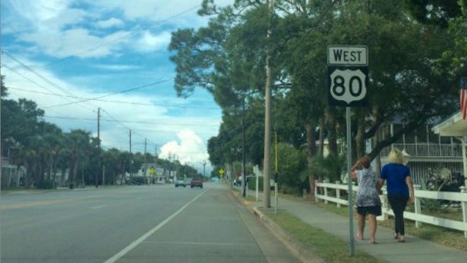A proposed modification to this stretch of U.S. 80 on Tybee Island would reduce the number of travel lanes to two and add a left-turn in the center. (Kelly Quimby/Savannah Morning News)