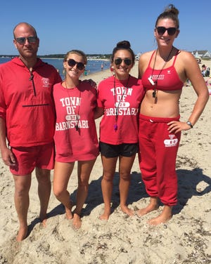Barnstable lifeguards competing in next week's contest include from left, team Captain Mark McLaughlin, Picabo Miskiv, Caroline Ells and Meghan Mamlock. PHOTO BY MIKE RICHARD