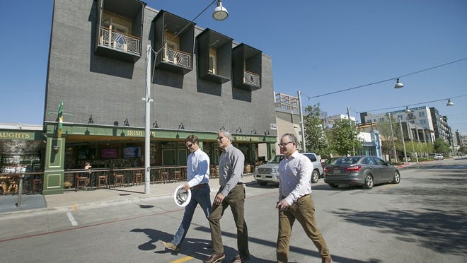 Endeavor Real Estate Group’s Ben Bufkin, left, Jeff Newberg and Billy Osherow are overseeing Domain Northside’s development.