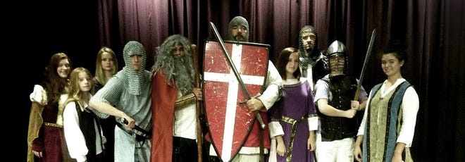 Cast members of "Merlin's Tale of King Arthur" include Sami Cusack, left, Ashley Fecteau, Willow Bowtell, Richard Greenwood, Michael Kane, Ray Miller, Angela Surels, Christopher Ryan, Eve Cruger and Cheyenne McLaskey. COURTESY PHOTO