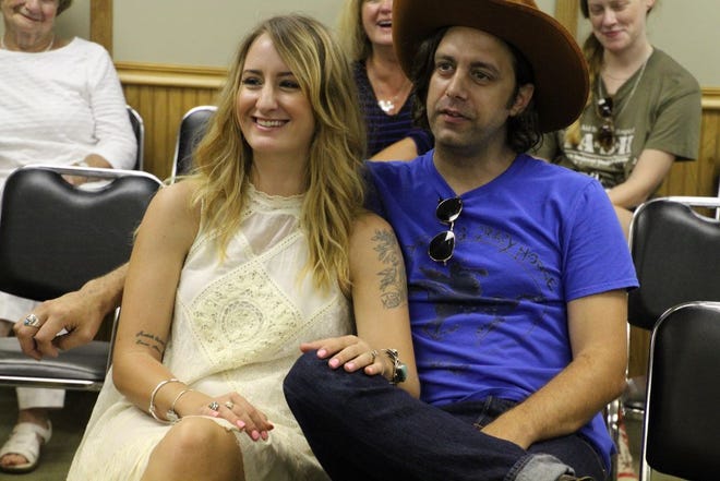Margo Price accompanied by her husband and band member Jeremy Ivey in chambers at Aledo City Hall. Ruth Kenney/GateHouse Media Illinois