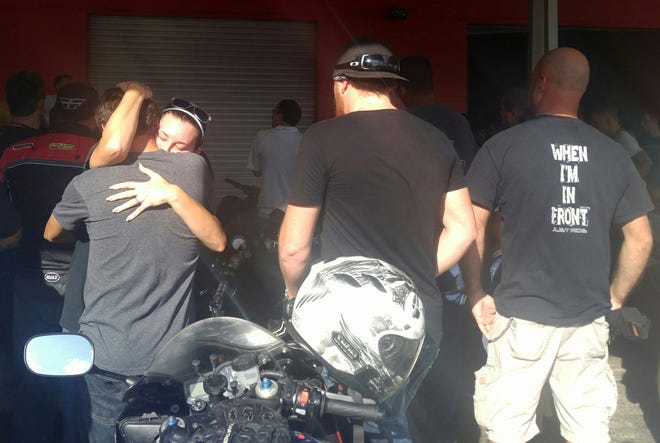 A group of about 50 people gathered at Moto Stop in Daytona Beach Saturday evening for a memorial ride for 27-year-old Craig Devine. Devine was killed in a hit-and-run crash Friday night while on his motorcycle.