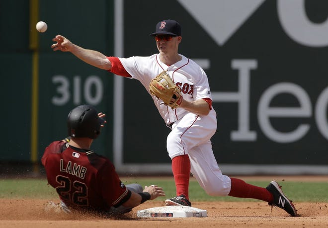 Brock Holt turns a double play in a game against Arizona earlier this month.