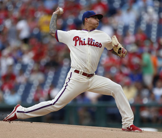 Phillies starting pitcher Vince Velasquez allowed five earned runs, two homers and a two-run single to pitcher Mike Leake during the Cardinals' 9-0 win Sunday afternoon at Citizens Bank Park.