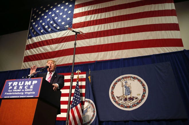 Donald Trump speaks Saturday in Fredericksburg, Va.