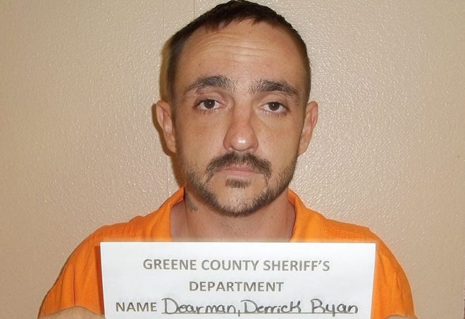 A photo provided by the Greene County Sheriff's Department shows Derrick Dearman, a suspect in the Saturday massacre of five adults in Citronelle Ala. Dearman, of Leakesville, Mississippi, will be charged with six counts of capital murder, Mobile County sheriff's spokeswoman Lori Myles said Sunday, Aug. 21, 2016.