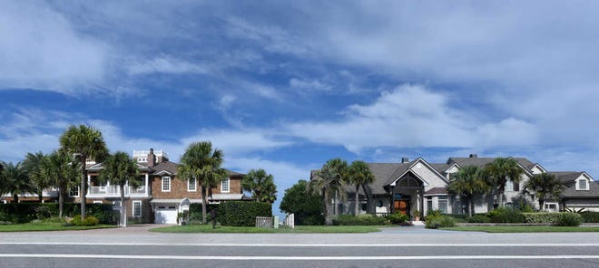 Oceanfront homes on Ponte Vedra Boulevard near Sawgrass, indicated as a special flood hazard area, Zone VE, on FEMA's flood zone map.