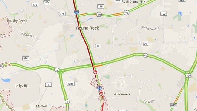 Google traffic map as of 7:55 a.m.
