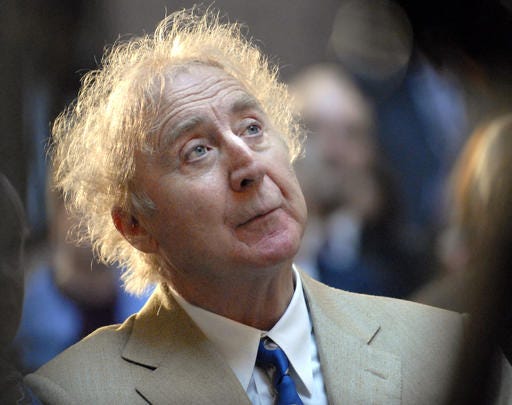 In this April 9, 2008 file photo, actor Gene Wilder listens as he is introduced to receive the Governor's Awards for Excellence in Culture and Tourism at the Legislative Office Building in Hartford, Conn. Wilder, who starred in such film classics as "Willy Wonka and the Chocolate Factory" and "Young Frankenstein" has died. He was 83. (AP Photo/Jessica Hill, File)