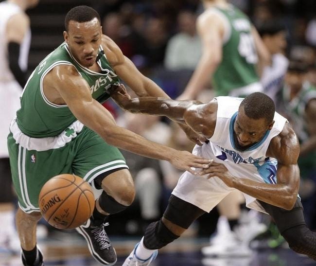 Celtics guard Avery Bradley (left, racing for a loose ball with Charlotte's Kemba Walker last year) has recovered from a hamstring injury that kept him out the last five games of the playoff series against Atlanta. AP FILE PHOTO