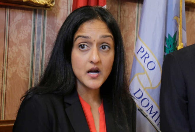 FILE - In this May 26, 2015 file photo, Vanita Gupta, the head of Justice Department's Civil Rights Division, speaks in Cleveland. Justice Department lawyers investigating police agencies for racial discrimination and excessive force are increasingly finding a different problem: officers' interactions with the mentally ill. (AP Photo/Tony Dejak, File)