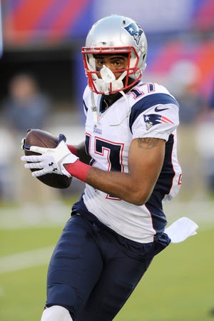 Receiver Aaron Dobson was among the 20 players released by the Patriots on Saturday as the team trimmed its roster to the league-mandated 53. AP Photo