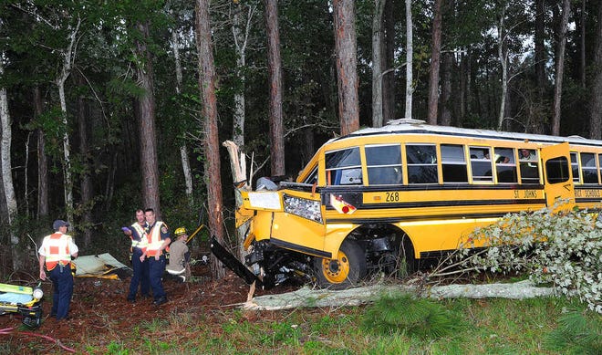 This St. Johns County school bus was involved in a crash on I-95 near International Golf Parkway in November. According to the Florida Highway Patrol, the area saw 52 crashes from April 2015 to April 2016, up from 31 in the same period a year ago. That's a 68 percent increase.