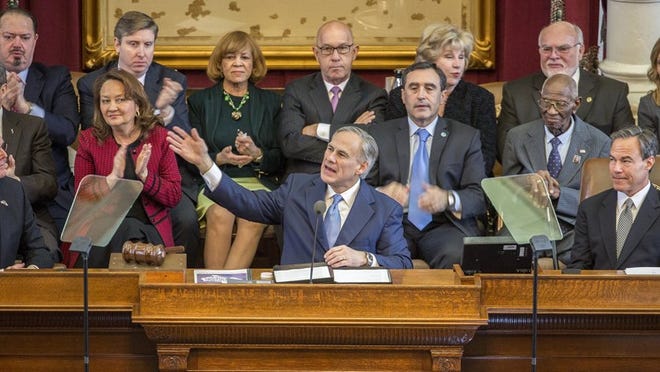 Gov. Greg Abbott declared early education, higher education, transportation, border security and ethics reform as emergency items for the Legislature during his State of the State speech in the House chamber at the Capitol.